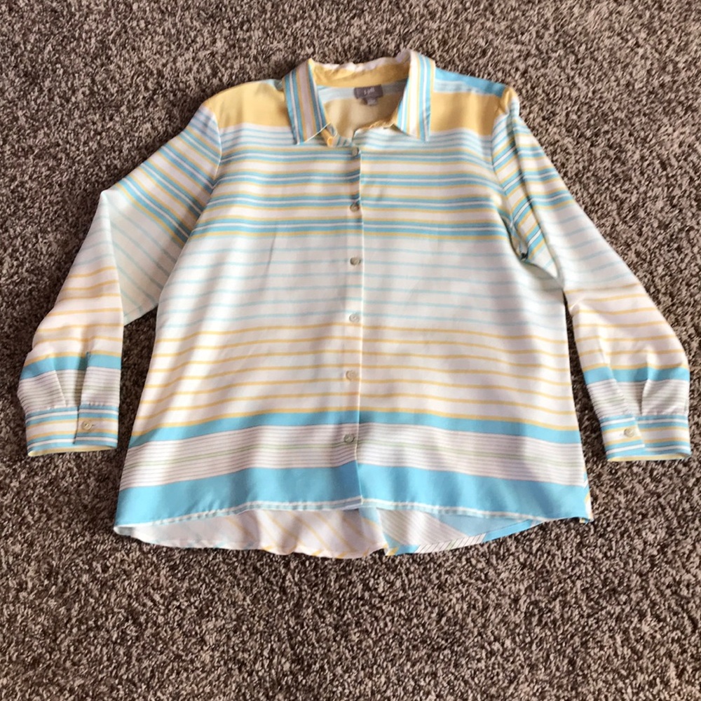 NWT, J.Jill Silk Striped Button-down top.